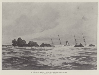 The Wreck of the Mohegan, View of the Sunken Vessel, looking Seaward by Charles John de Lacy